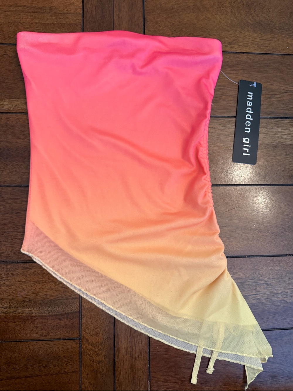 Madden Girl Pink to Peach Ombre Asymmetric Skirt